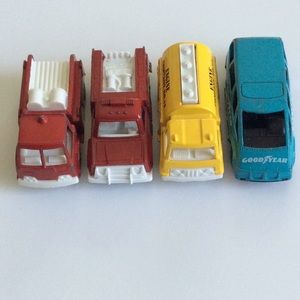4 Tootsie Toy Trucks vintage firetruck goodyear aerovan 12